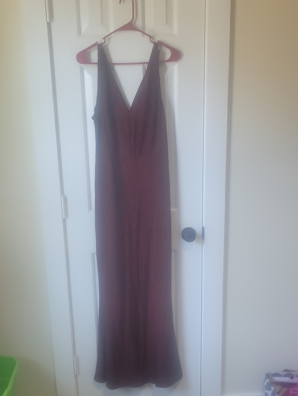 Burgundy Glitter Deep V Evening Gown NWOT